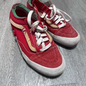 Vans Kids Red and Cream Sneakers
